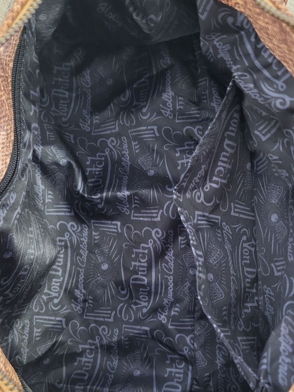 Von Dutch Brown Leopard Satchel with Pink Logo - Picture 3 of 3